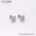 E-335 Xuping strass jóias moda design de aço inoxidável brincos de flores studs